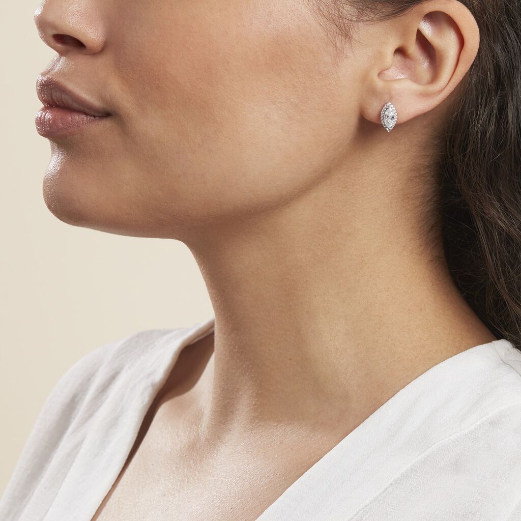 Boucles D'oreilles Puces Arone Argent Blanc Oxyde De Zirconium
