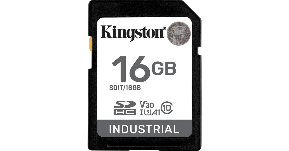 KingstonIndustrial 16 GB SDHC geheugenkaart  (Zwart, UHS-I U3, Class 10, V30, A1)