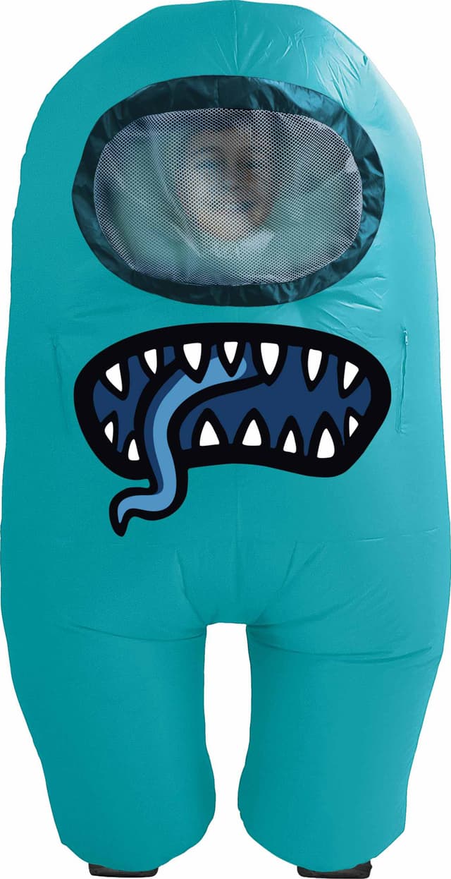 YuMe Toys Among Us oppusteligt kostume til børn (Imp cyan)