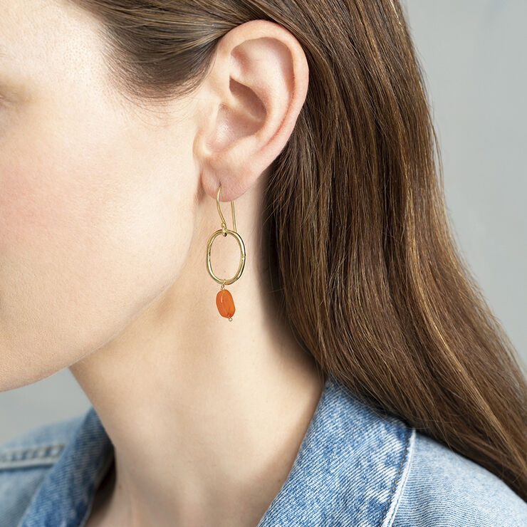 A Beautiful Story Graceful Carnelian GP Earrings Gold