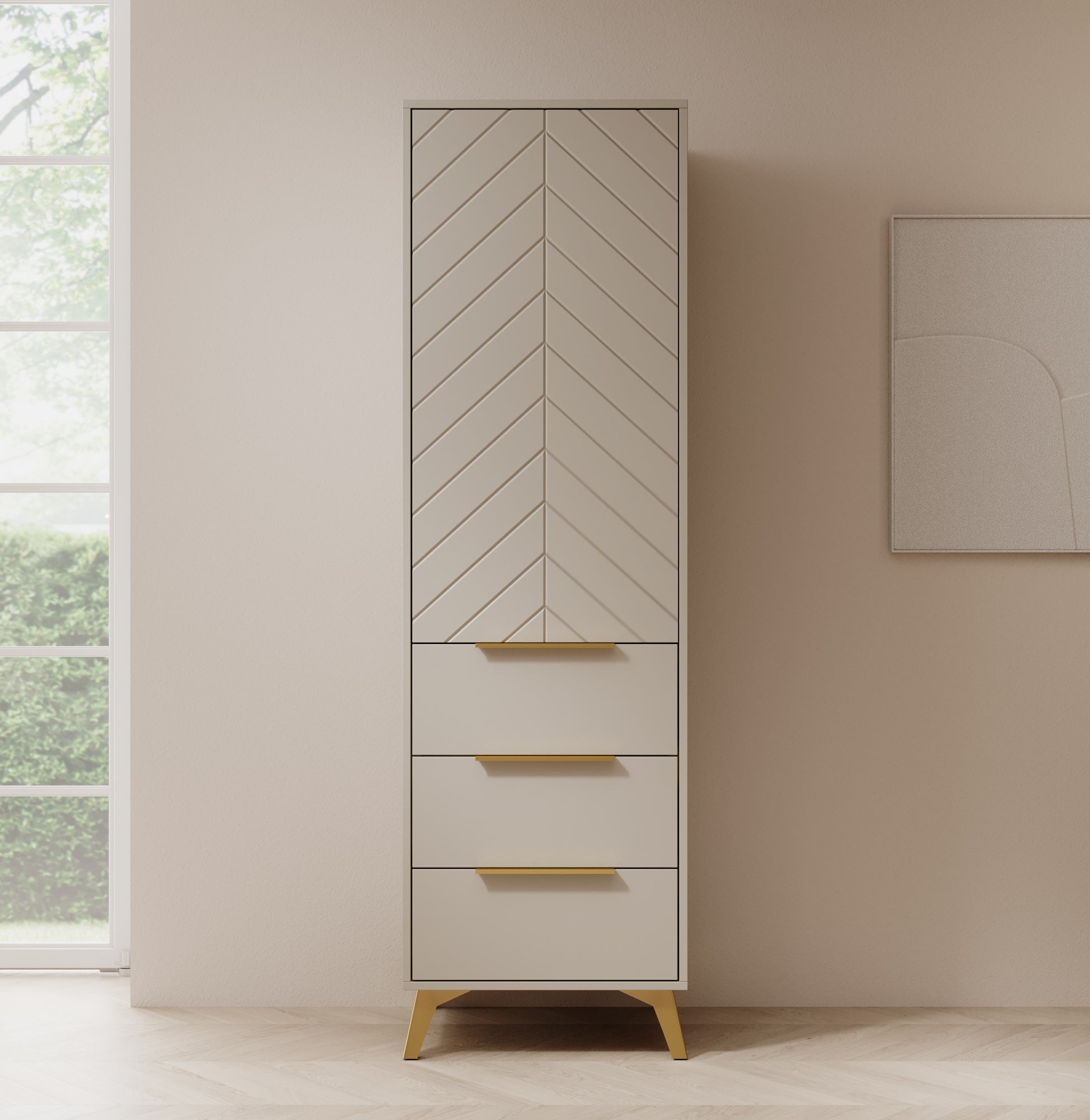 Xiano - Kledingkast met deur - Beige - 54x40x180 cm