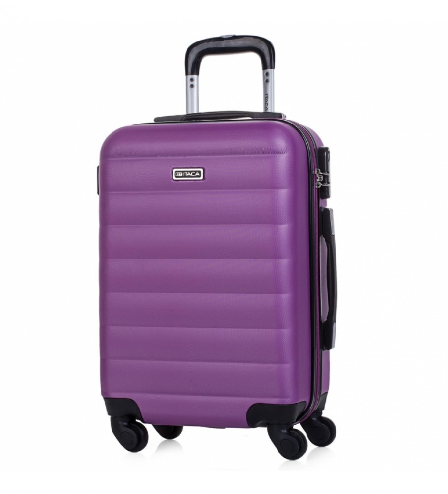 Mala de cabine rígida ITACA com 4 rodas, modelo 71250, roxa - 55 x 38 x 20 cm -