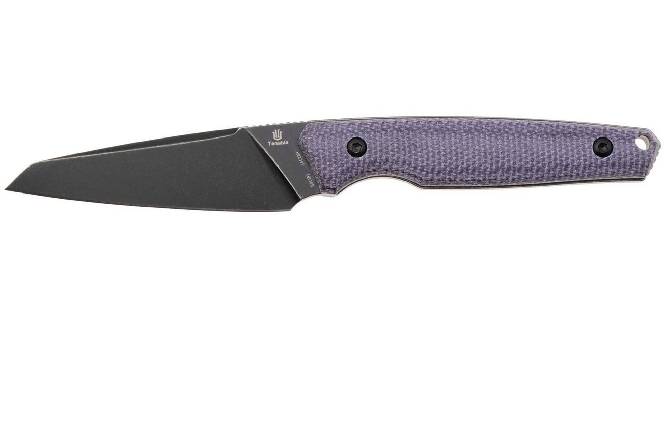 Tenable Knives Parr G011B1 Blackwashed 14C28N, Purple Micarta, vaststaand mes, Jonathan Styles design