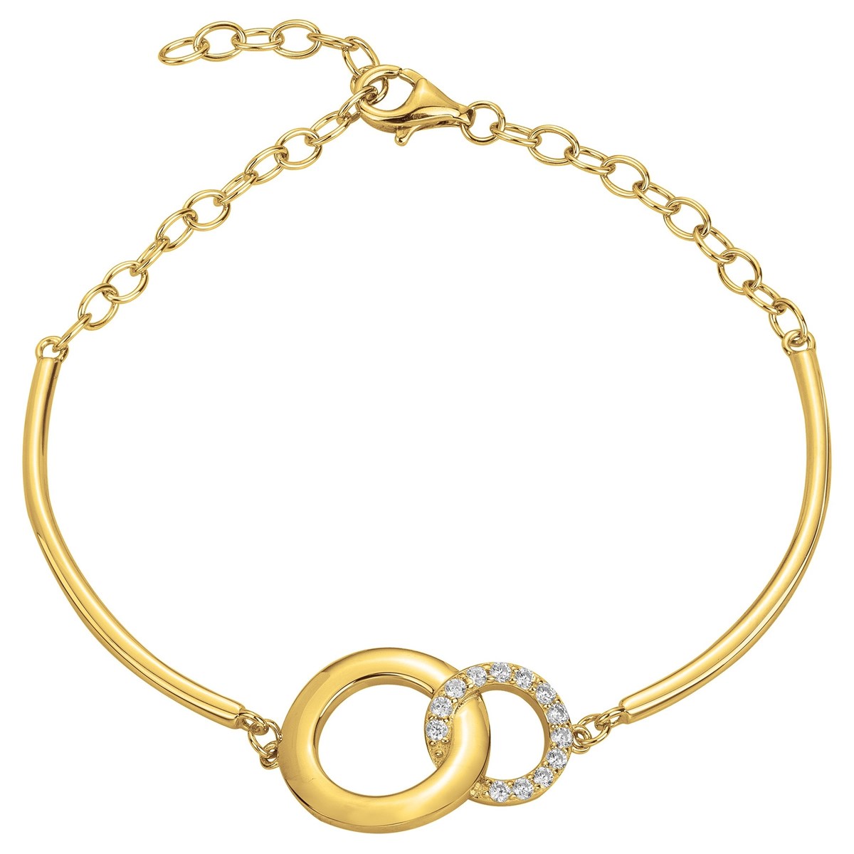 Bracelet semi-rigide en Plaqué Or avec oxyde de zirconium blanc