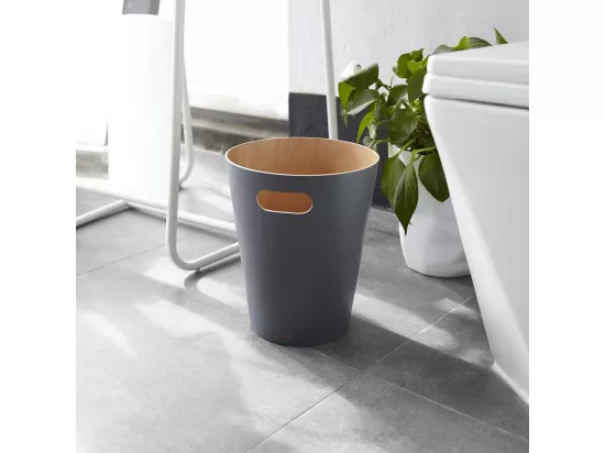 Corbeille à papiers en bois 7,5L anthracite Woodrow