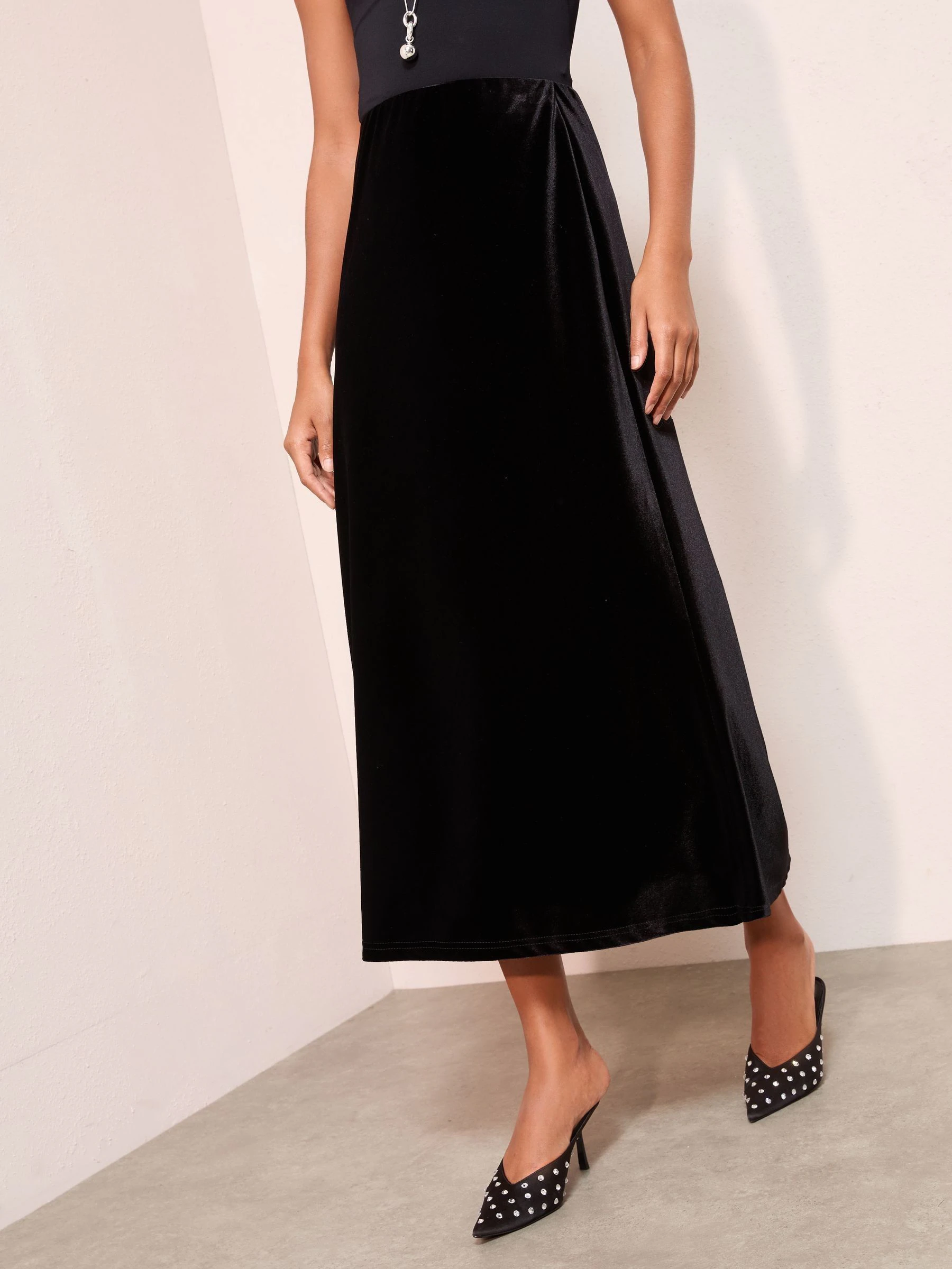 Zwart - Friends Like These Fluwelen maxi-rok
