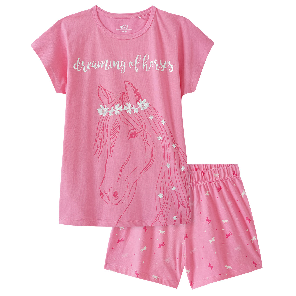 Yigga Mädchen Shorty mit Pferde-Motiv pink