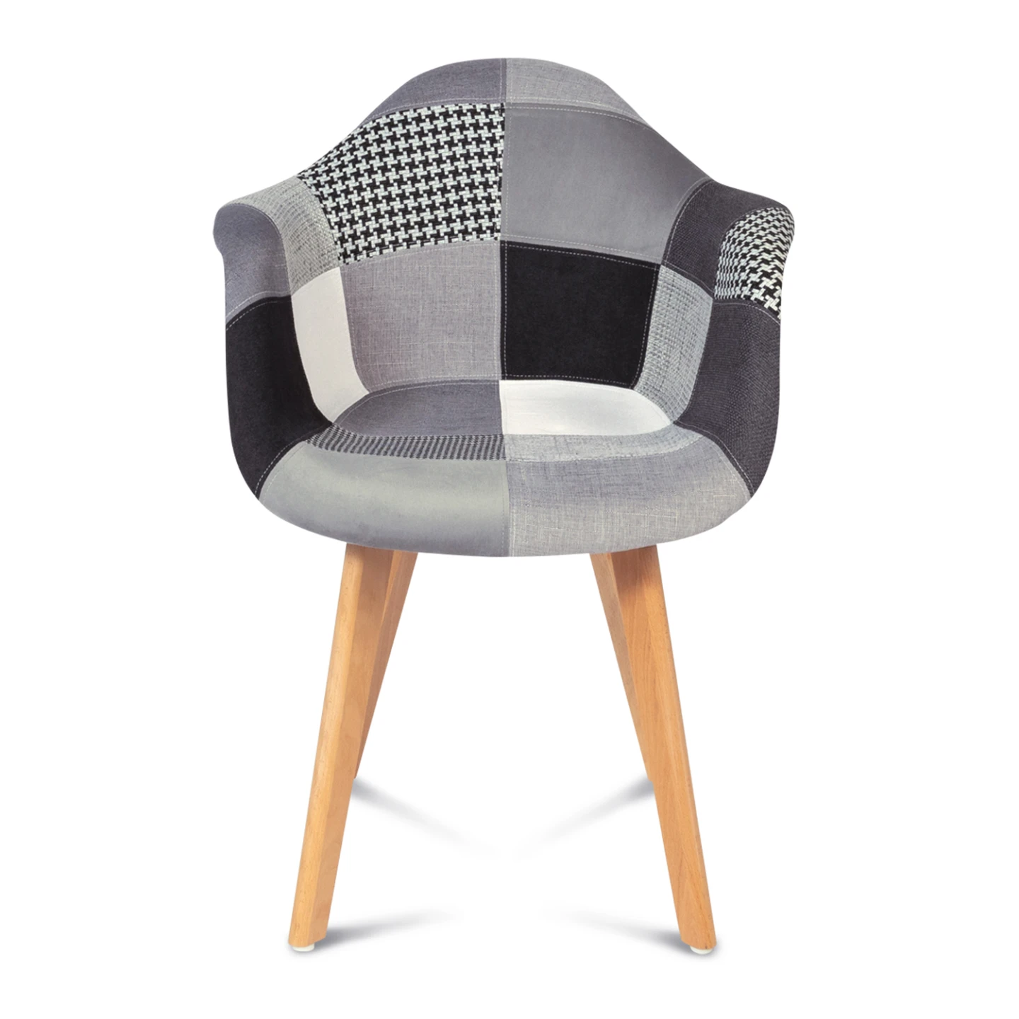 Lot de 2 chaises de salle à manger scandinaves, fauteuils de table SARA motifs patchworks noirs, gris et blancs