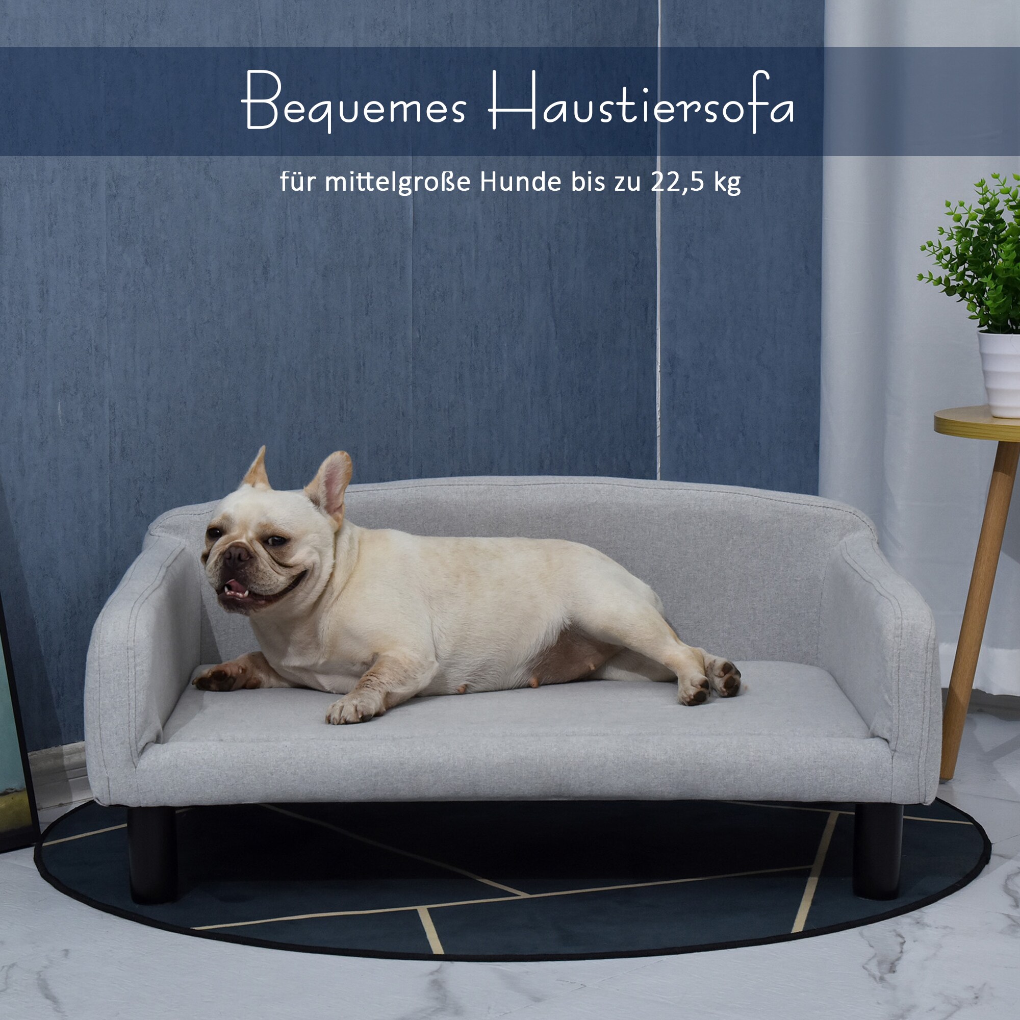 PawHut Hundesofa mit kuschligem Stoffbezug hellgrau 82 x 54 x 36 cm (BxTxH)