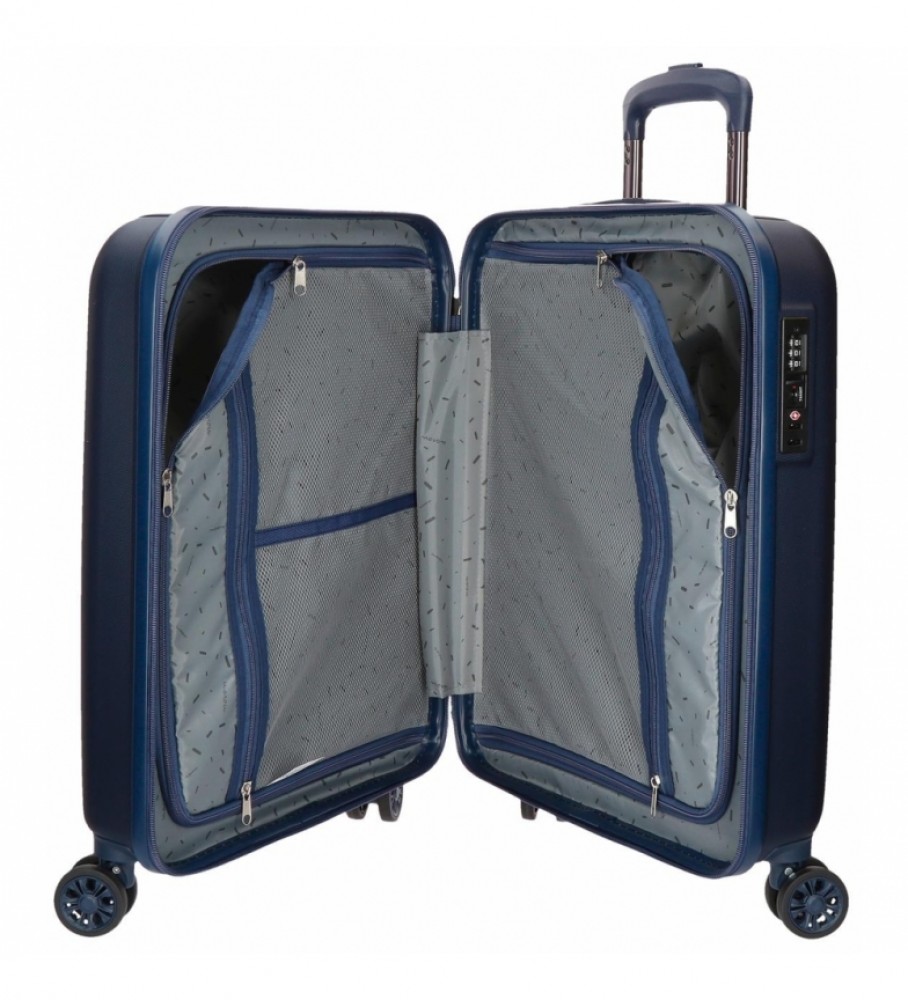 Mala de cabine rígida expansível Movom, modelo Movom Wood Marine - 55 x 38,8 x 20 cm -