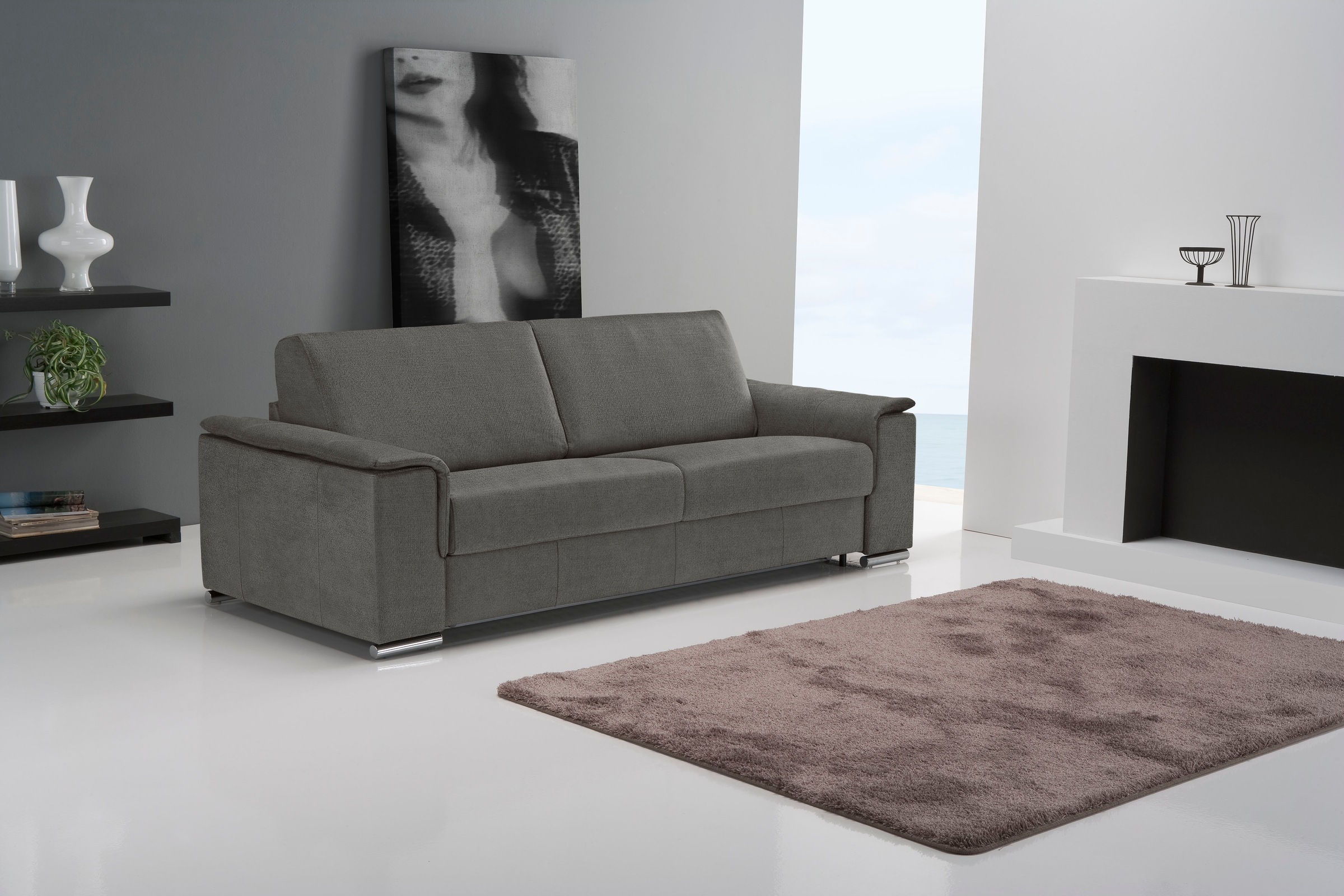 Egoitaliano Schlafsofa »Cecilia, modern & elegant, erstklassiger Sitzkomfort, Dauerschläfer« inkl. Matratze und hochwertigem Metallbettrahmen, toller Schlafkomfort