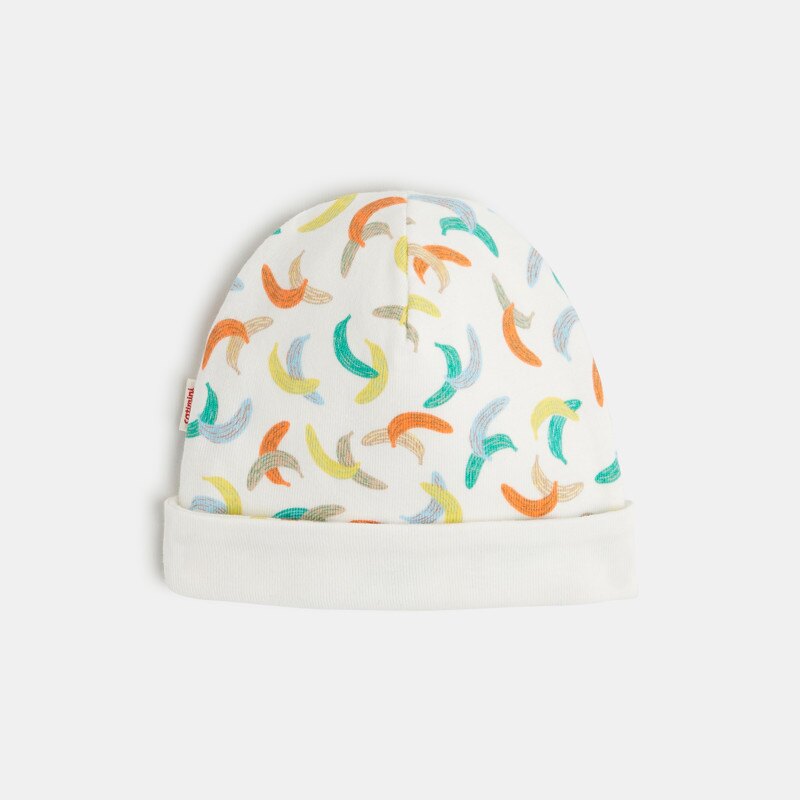 Bonnet bébé réversible blanc ivoire à motifs bananes Catimini Blanc