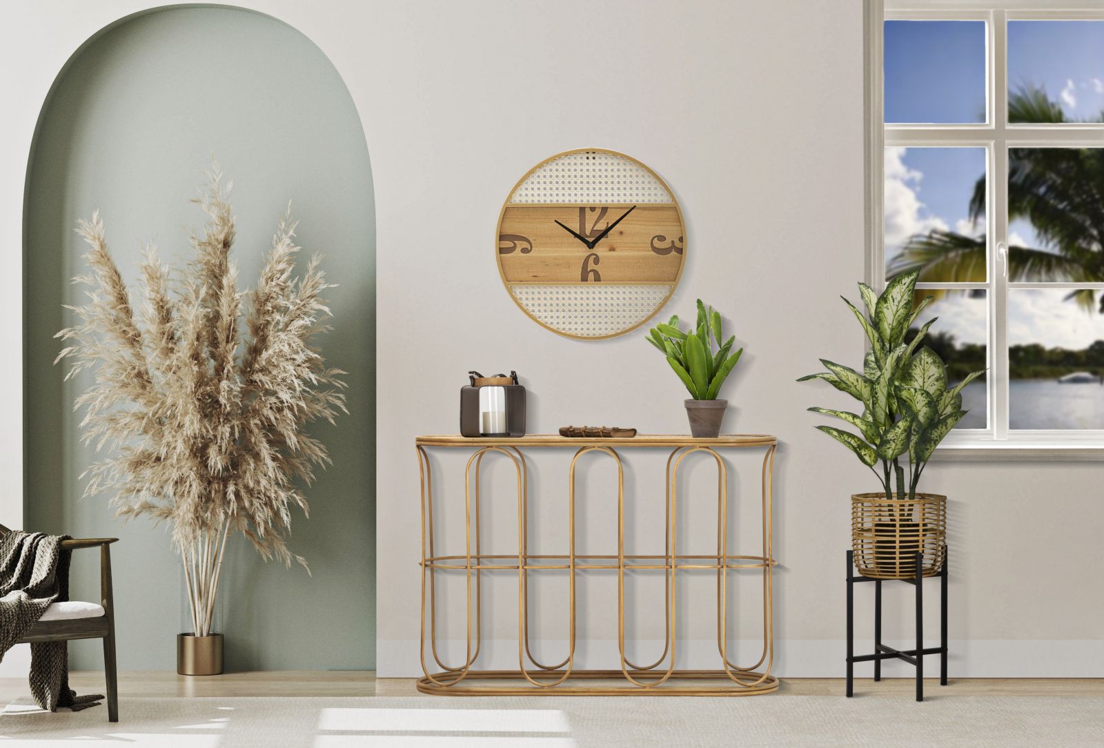 Mauro Ferretti Samui Console in ijzer en hout bruin