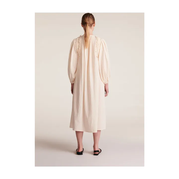 BELLEPIECE Robe Dolores Rayures Dobby | Blanc