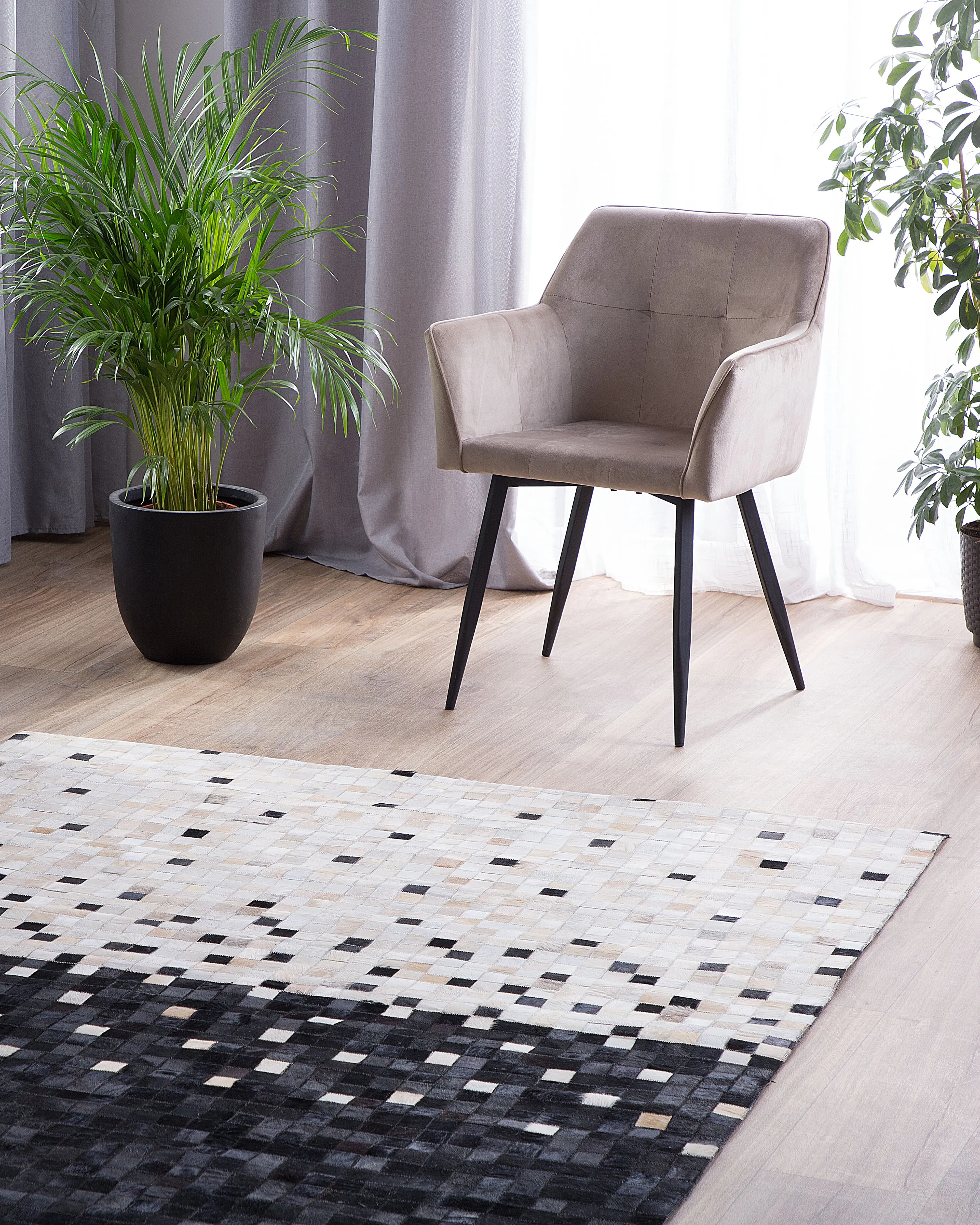 Vloerkleed ERFELEK Zwart 160 x 230 cm Leer