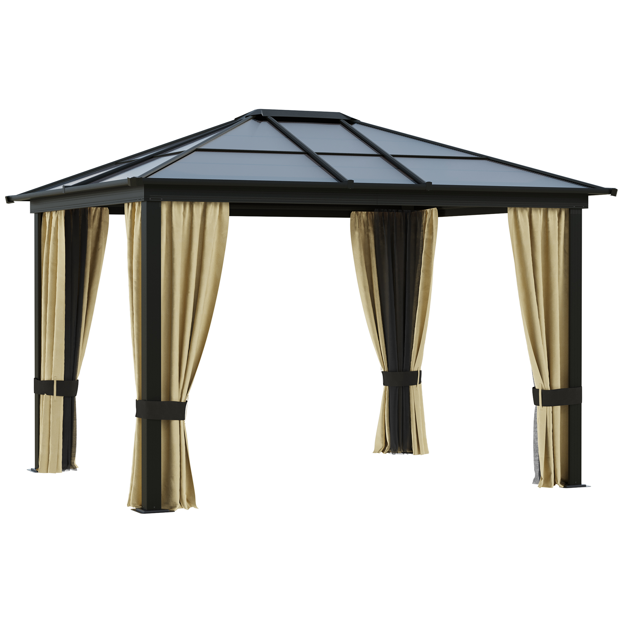 Gazebo Outsunny marrom/creme com mosquiteiro para jardim