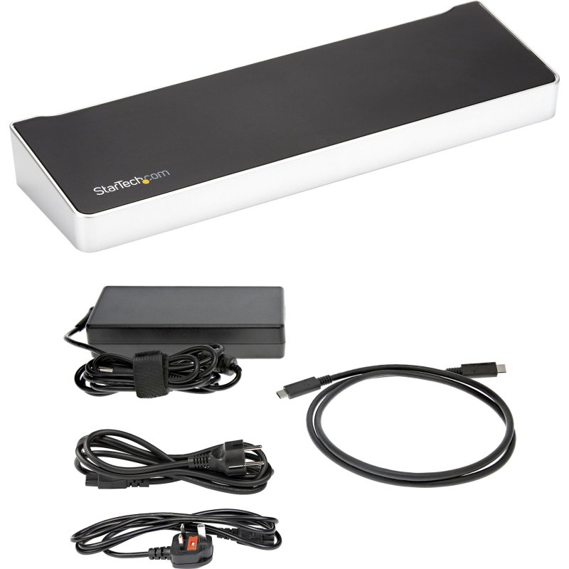 StarTech.com Station d'Accueil USB-C 4K, Station d'Accueil pour Triple Moniteur UHD 4K, Mac et Windows, USB C vers HDMI et DisplayPort, 60W Power Delivery, Hub 5x USB 5Gbps