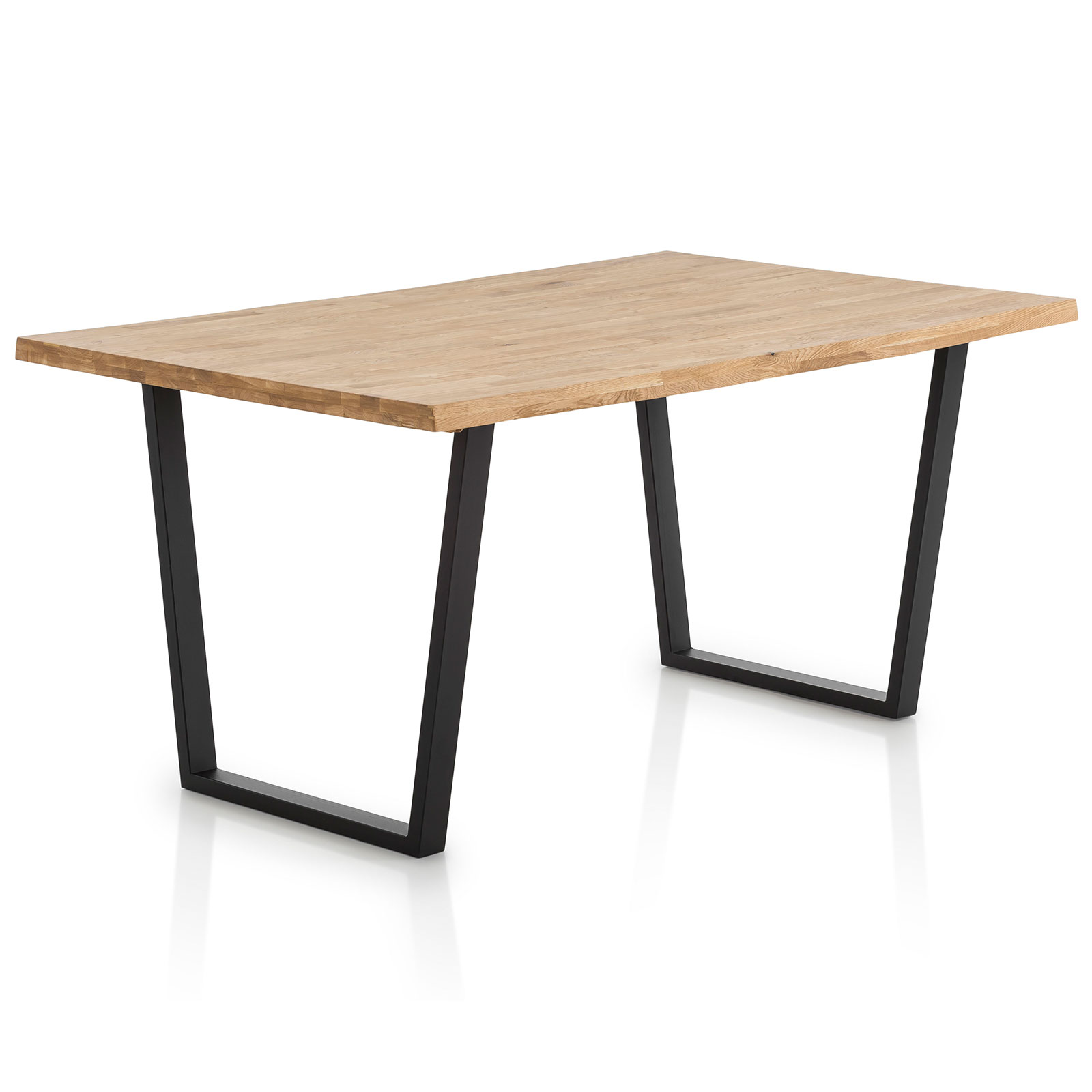 Esstisch - Eiche massiv-schwarz - mit Baumkante - 160x100 cm