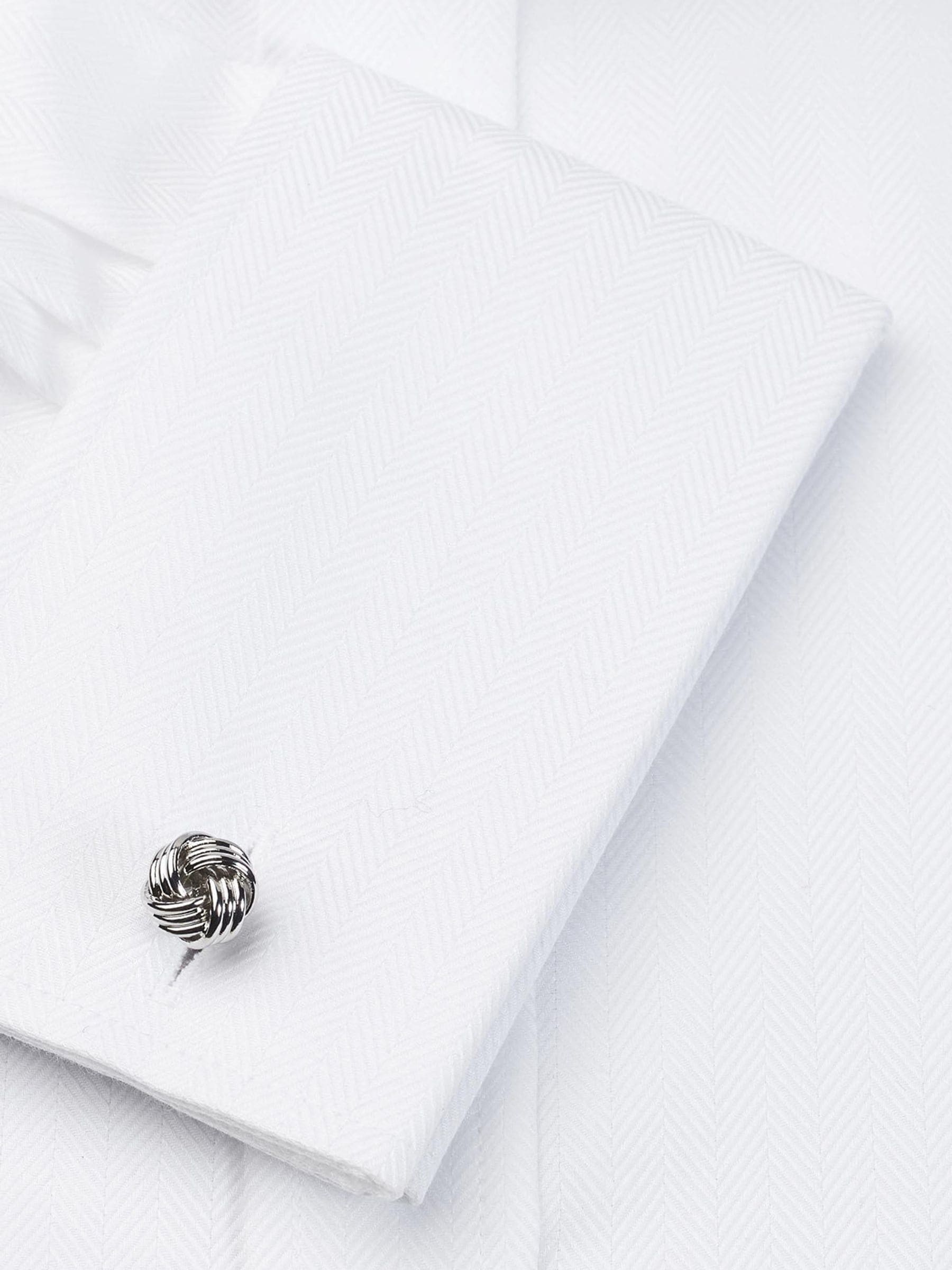 Wit - Standaard - Brook Taverner Double Cuff Herringbone Cotton Shirt