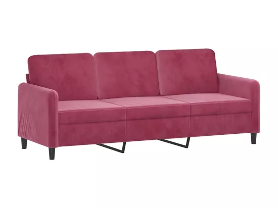 Canapé à 3 places Rouge bordeaux 180 cm Velours