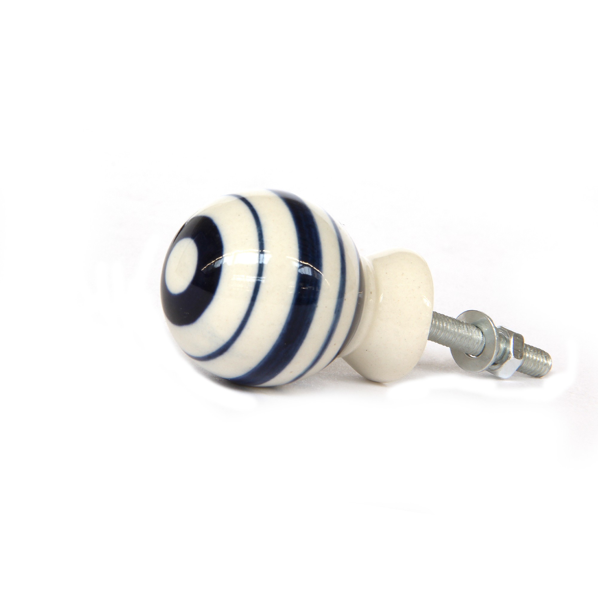 Keramik-Knauf 'Ringe', blau, weiß, T 4 cm, B 4 cm, H 3,5 cm günstig bestellen