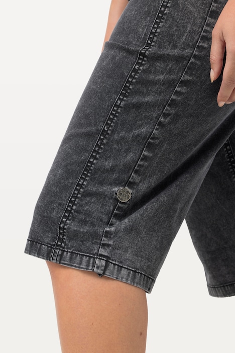 Jeans-Bermuda, Used-Look, gerades Bein, Elastikbund