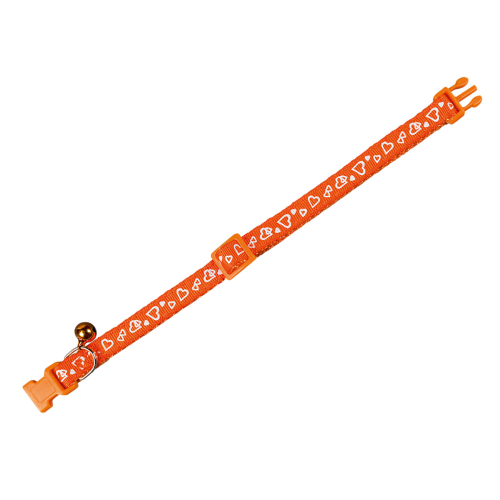 Collier chat coeur orange 20-30cm x 10mm