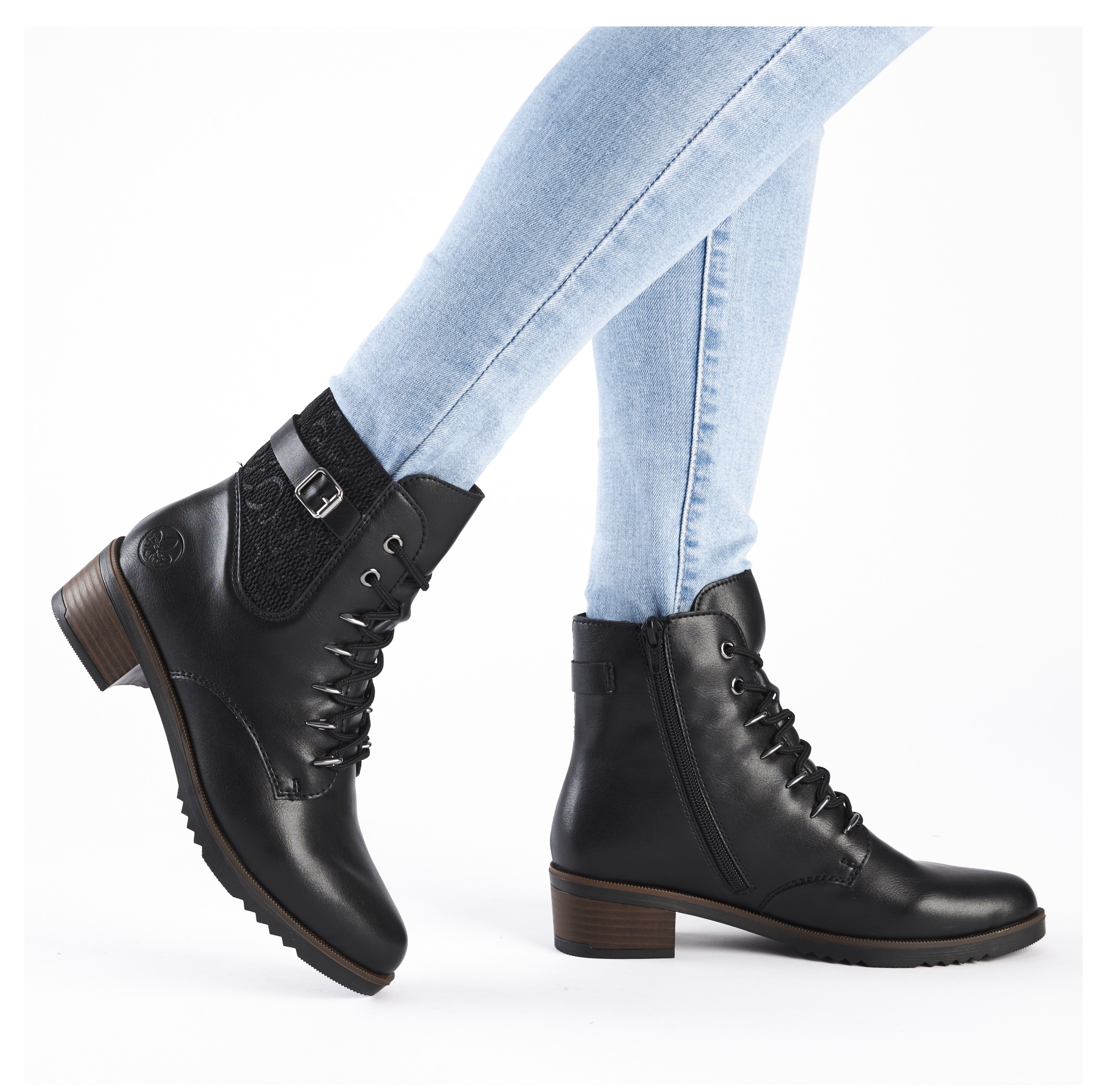 Rieker Schnürstiefelette  , Schnürboots, Trachtenstiefelette, Blockabsatz, Innenreissverschluss