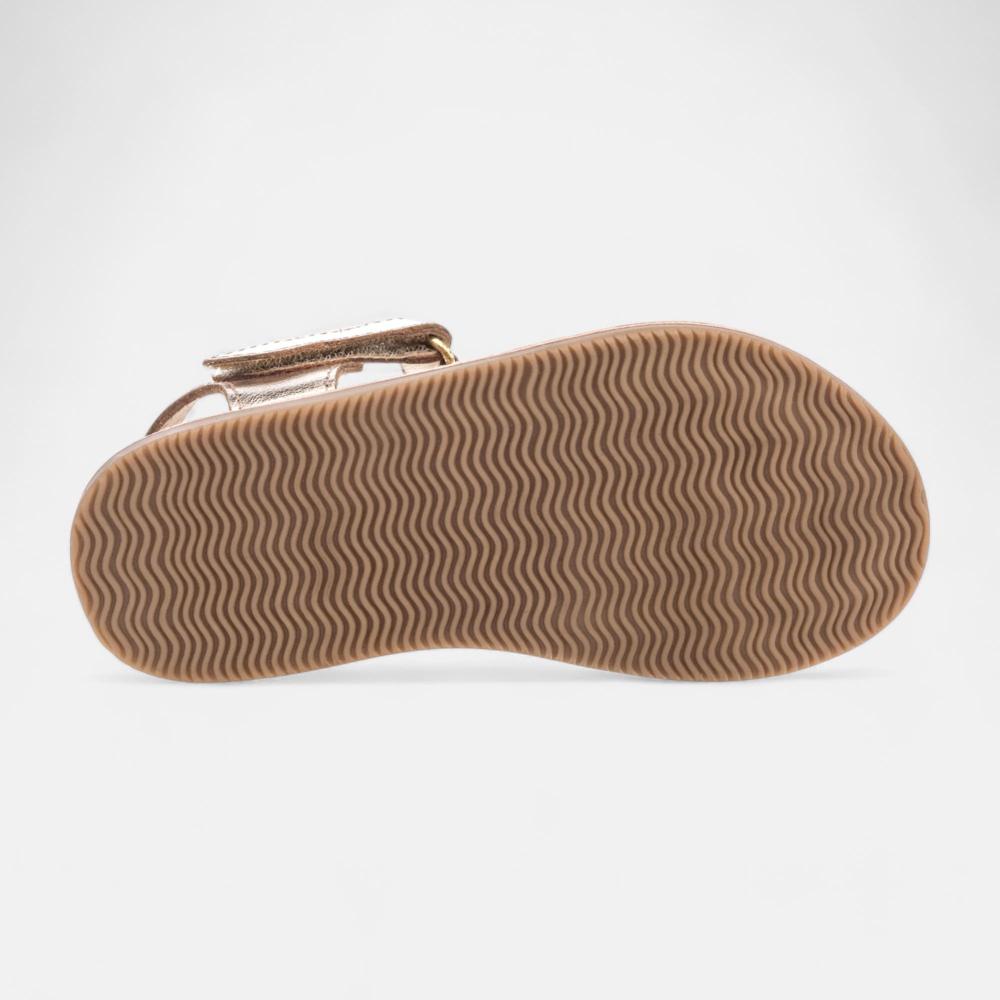 Nu-pieds Fille en cuir or