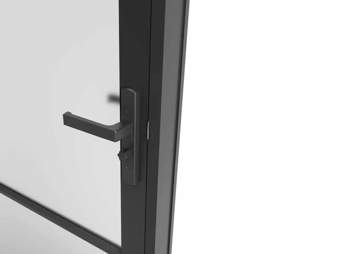 Bloc porte réversible en aluminium et verre trempé dépoli - H204 x L73 cm - Noir - MASERU