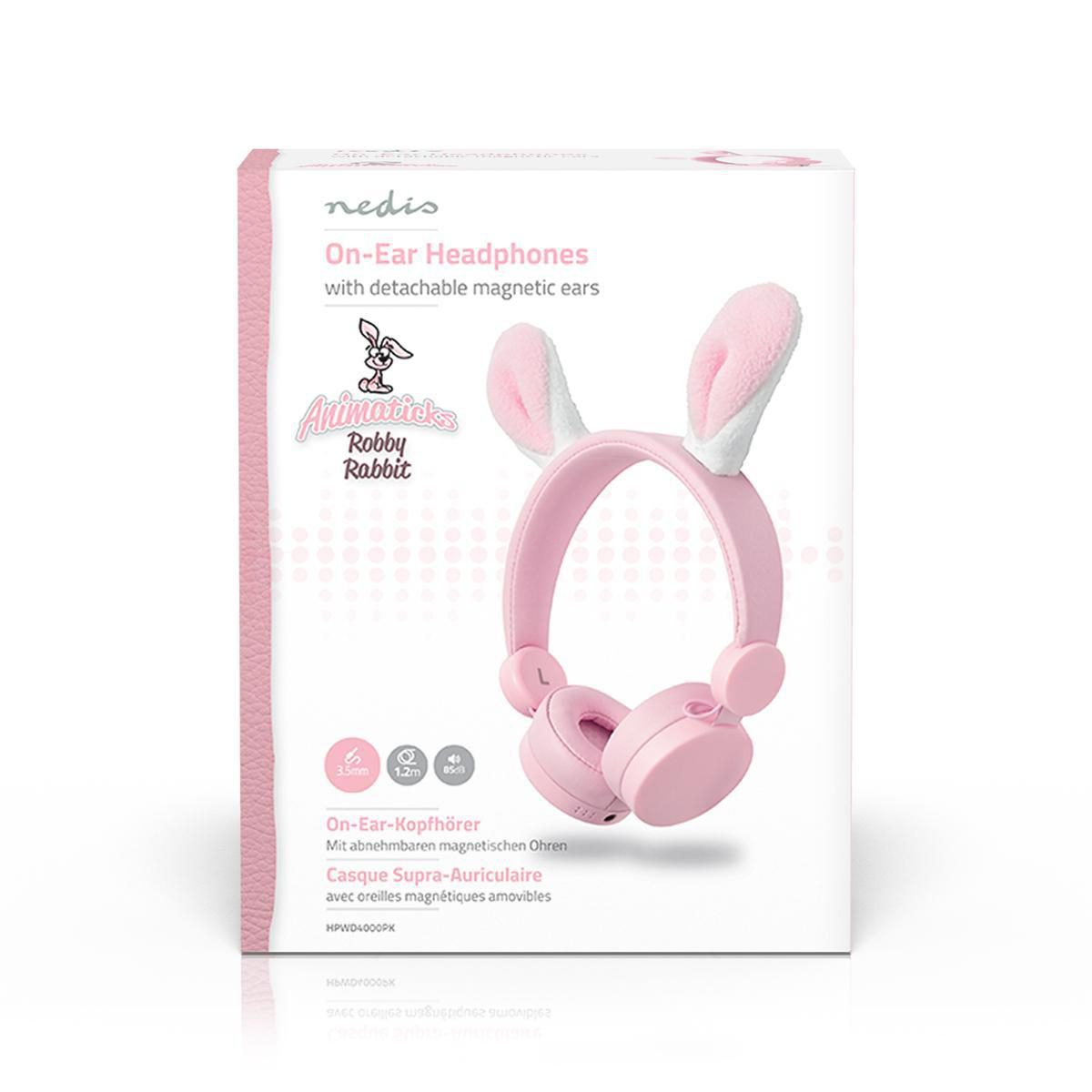 On-Ear Animatics Wired 3.5 mm Klinke AUX Kopfhörer Headset mit 1.2m Kabellänge (HPWD4000WTEAN) - Robby Rabbit