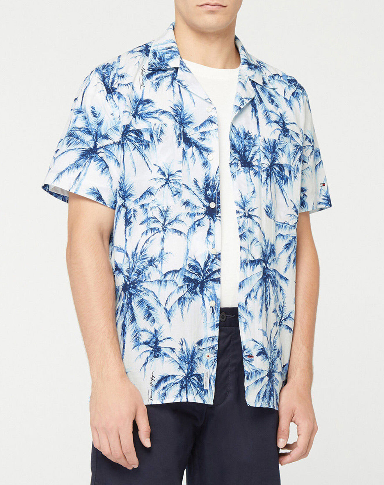 Tommy Hilfiger Chemise Regular Palm blanc/bleu