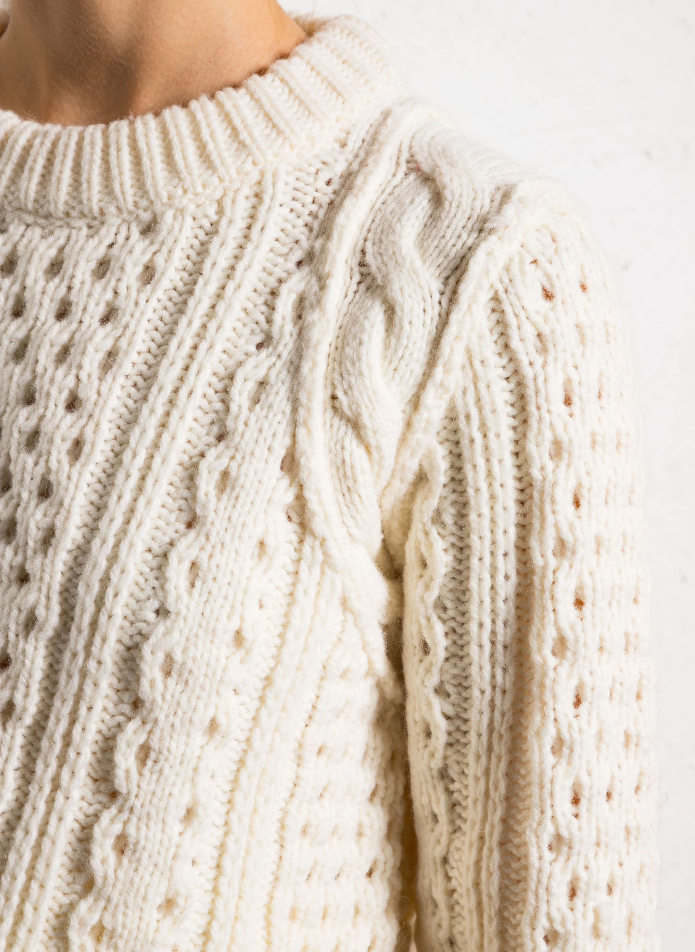 CHANDLER BIS - Pull droit col rond en laine mélangée | Blanc