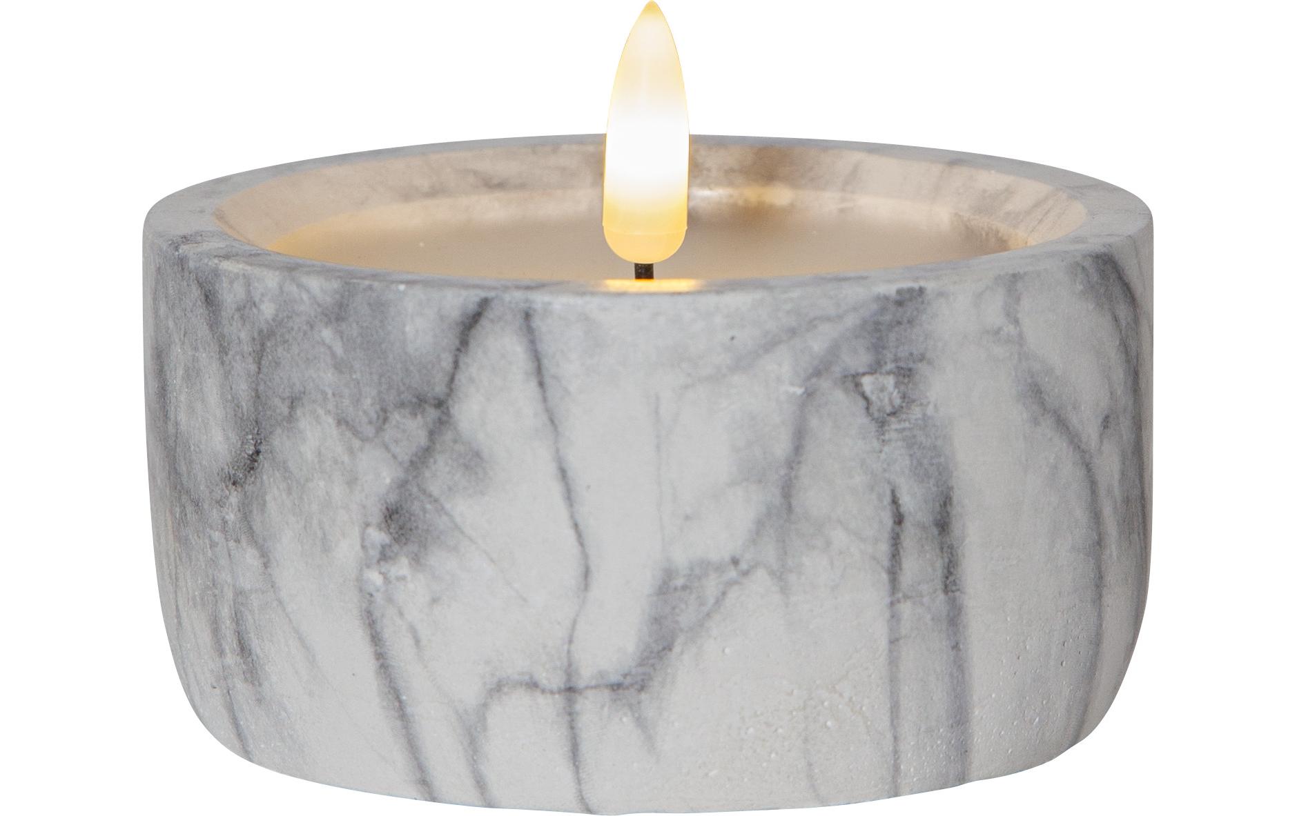 LED-Kerze Pillar Flamme Marble Ø 10 x 7.5 cm, GrauLED Kerze mit tanzender Flamme