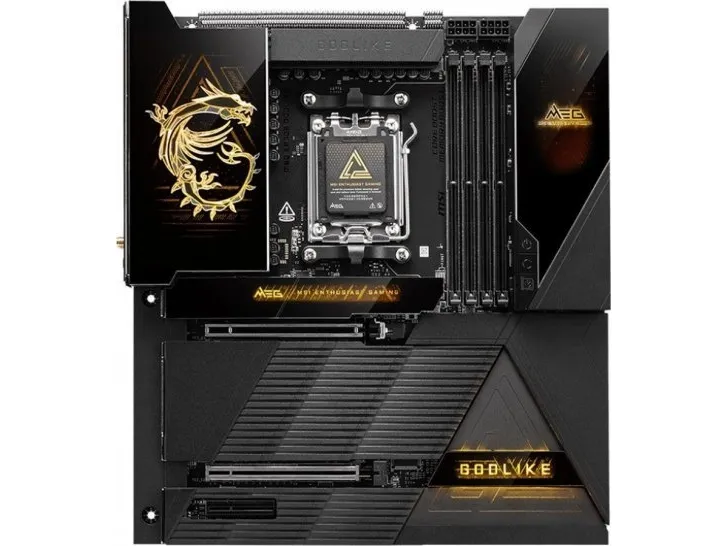 MSI MEG X870E GODLIKE - Bundkort - udvidet ATX - Socket AM5 - AMD X870E Chipset - USB-C 3.2 Gen 2x2, USB 3.2 Gen 2, USB 3.2 Gen 1, USB4 - Bluetooth, Wi-Fi 7, 5 Gigabit Ethernet, 10 Gigabit LAN - onboard grafik (CPU påkrævet) - HD Audio (8-kanaler)