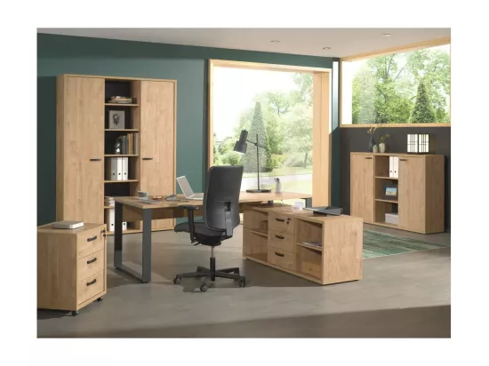 Bureau professionnel droit 170cm – Chêne doré et noir – Collection DEPÉ
