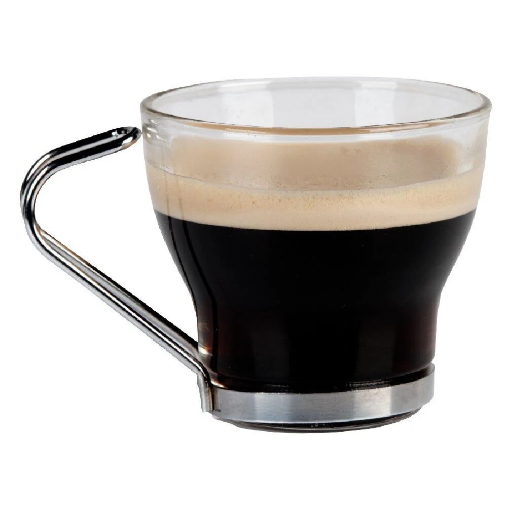 Tasse à café en verre et métal x 6
