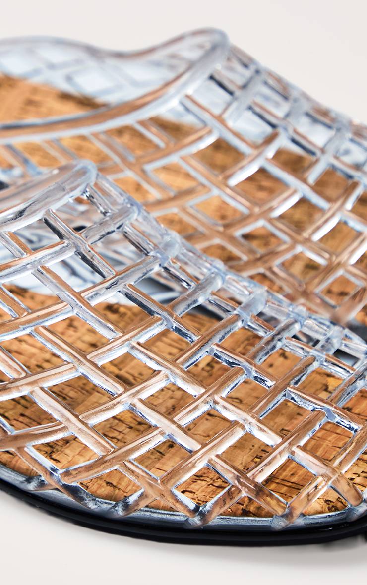 Transparent Mules À Semelle Liège Effet Gelée