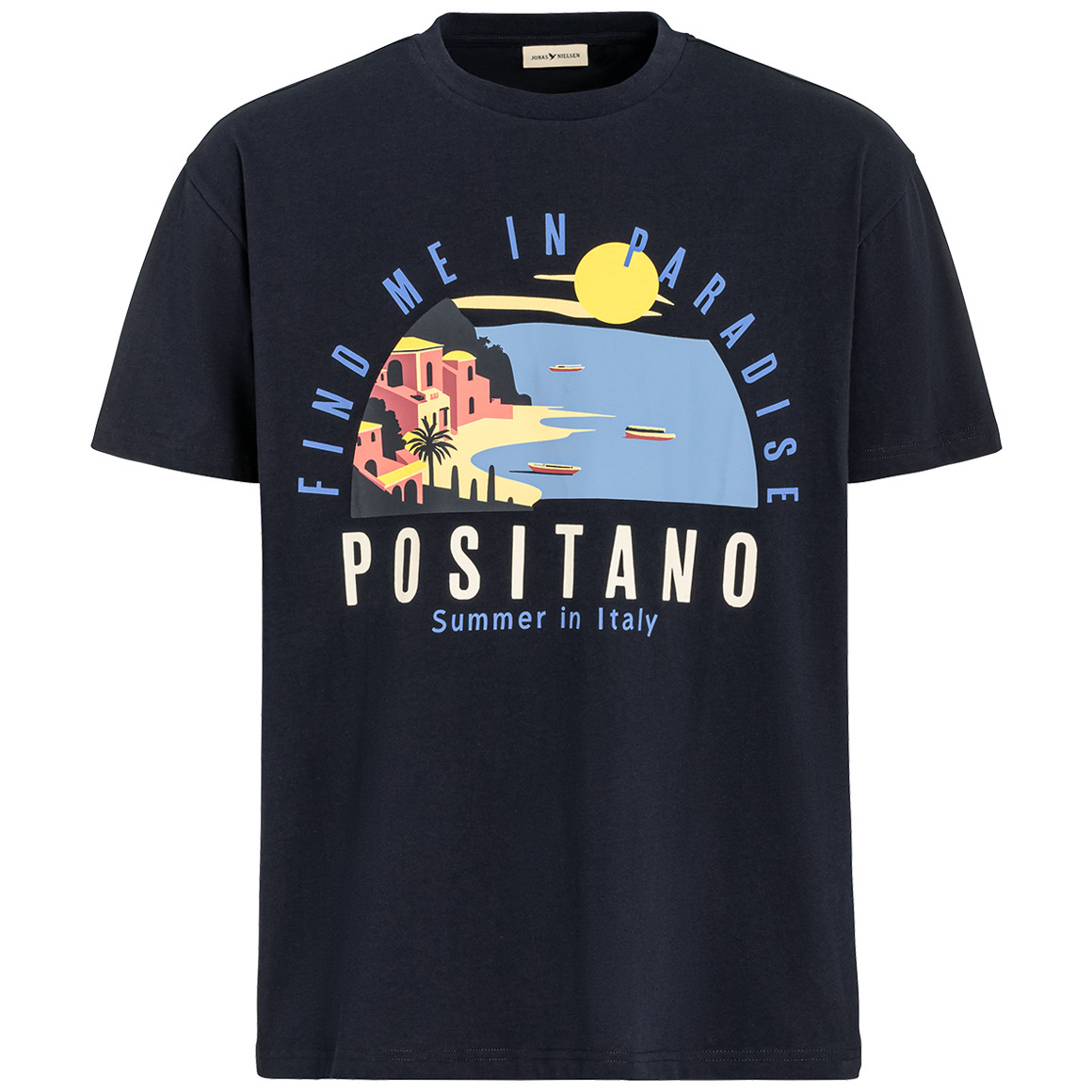 Jonas Nielsen Herren T-Shirt mit großem Print dunkelblau