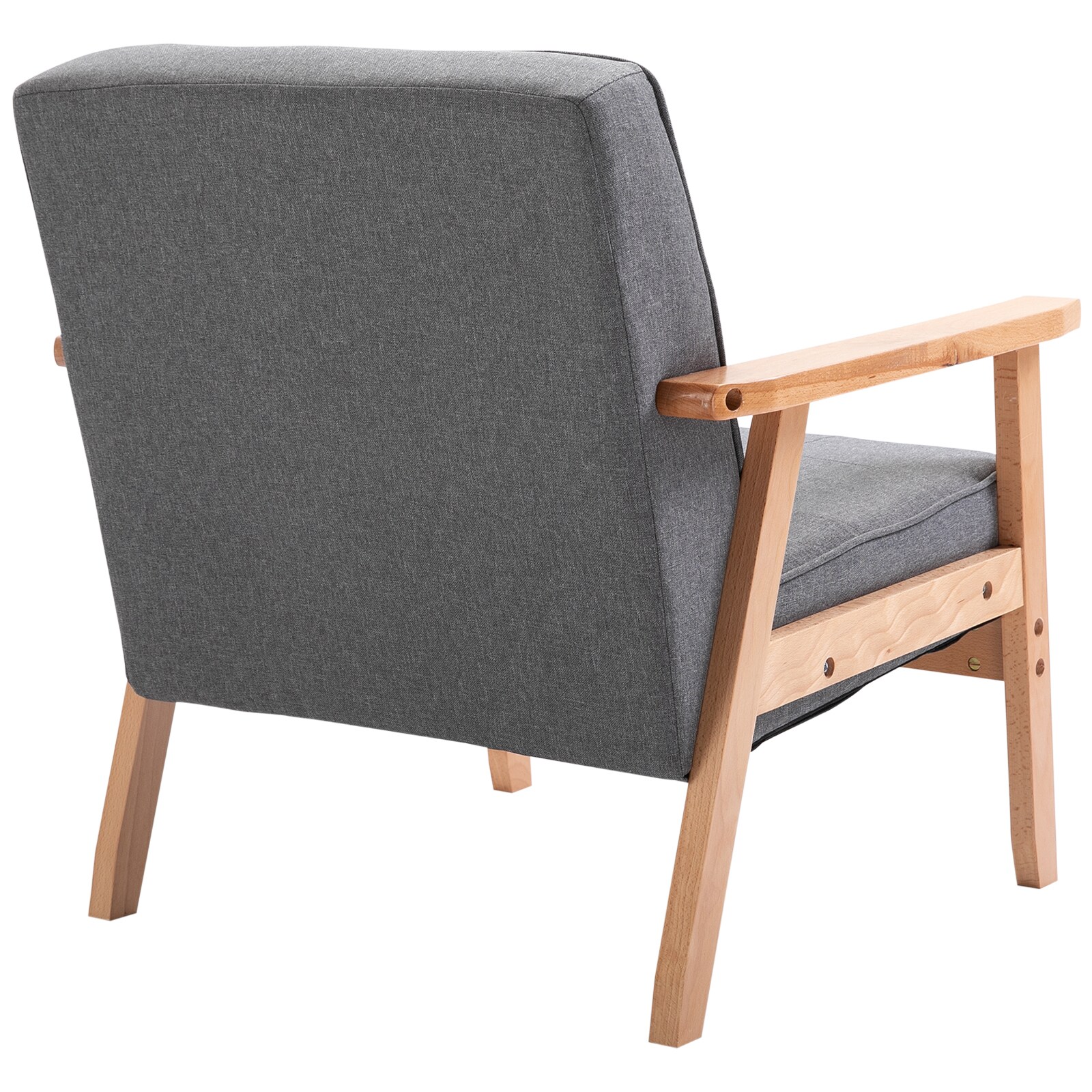 HOMCOM Polsterstuhl mit Armlehnen grau, natur 64,5 x 70 x 70 cm (BxTxH)