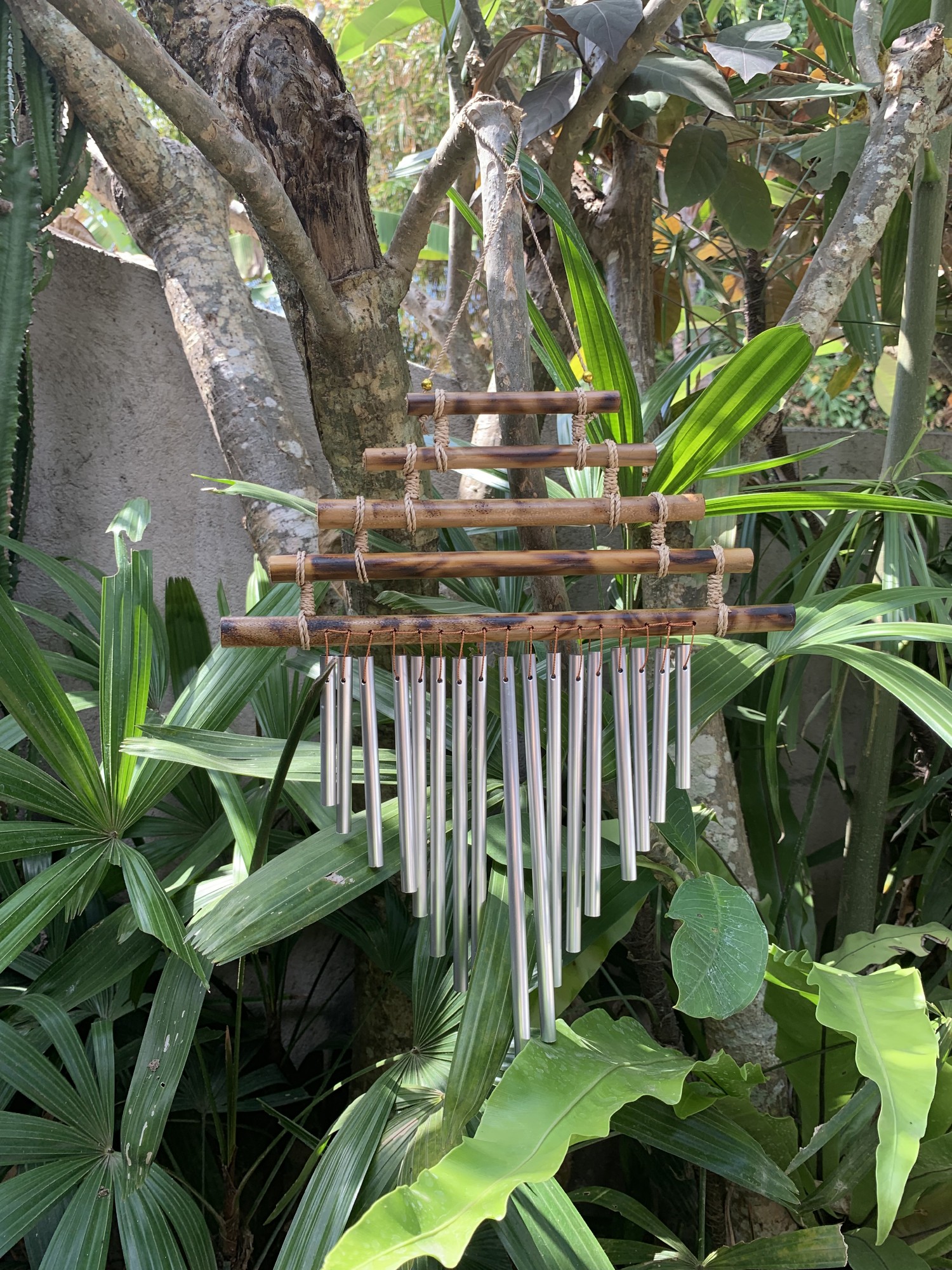 Windspiel 'Pagode', natur, silber, B 30 cm, H 34 cm günstig bestellen