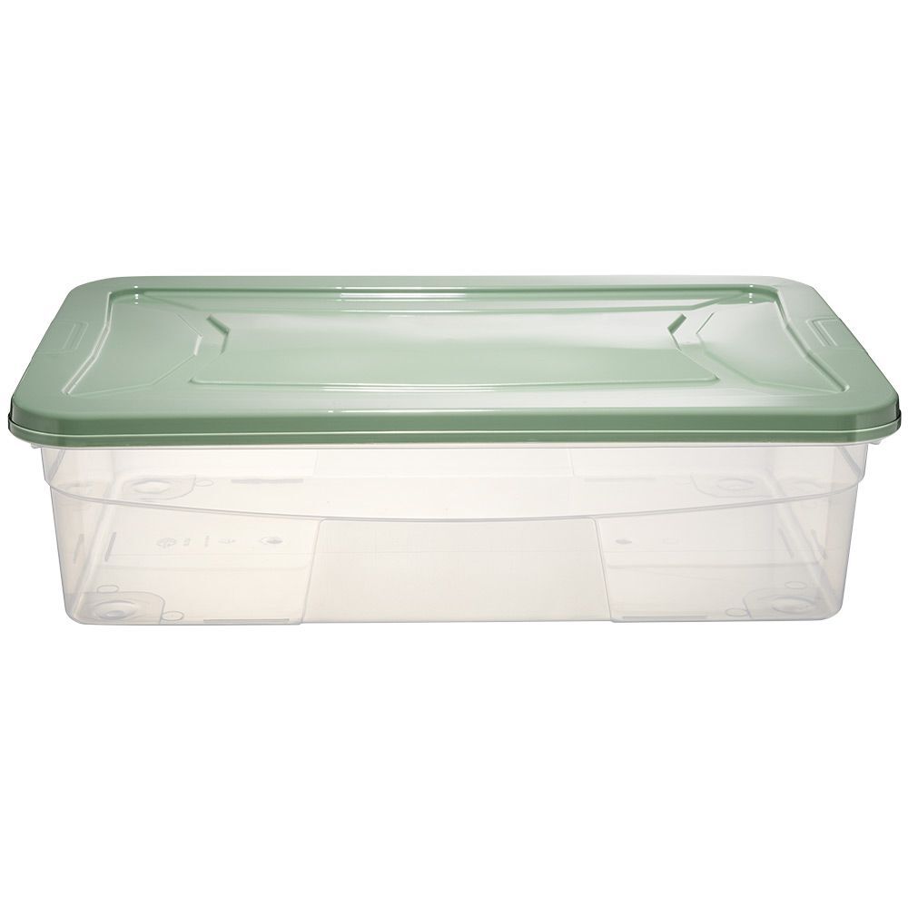 Box dessous de lit transparent et vert 30L