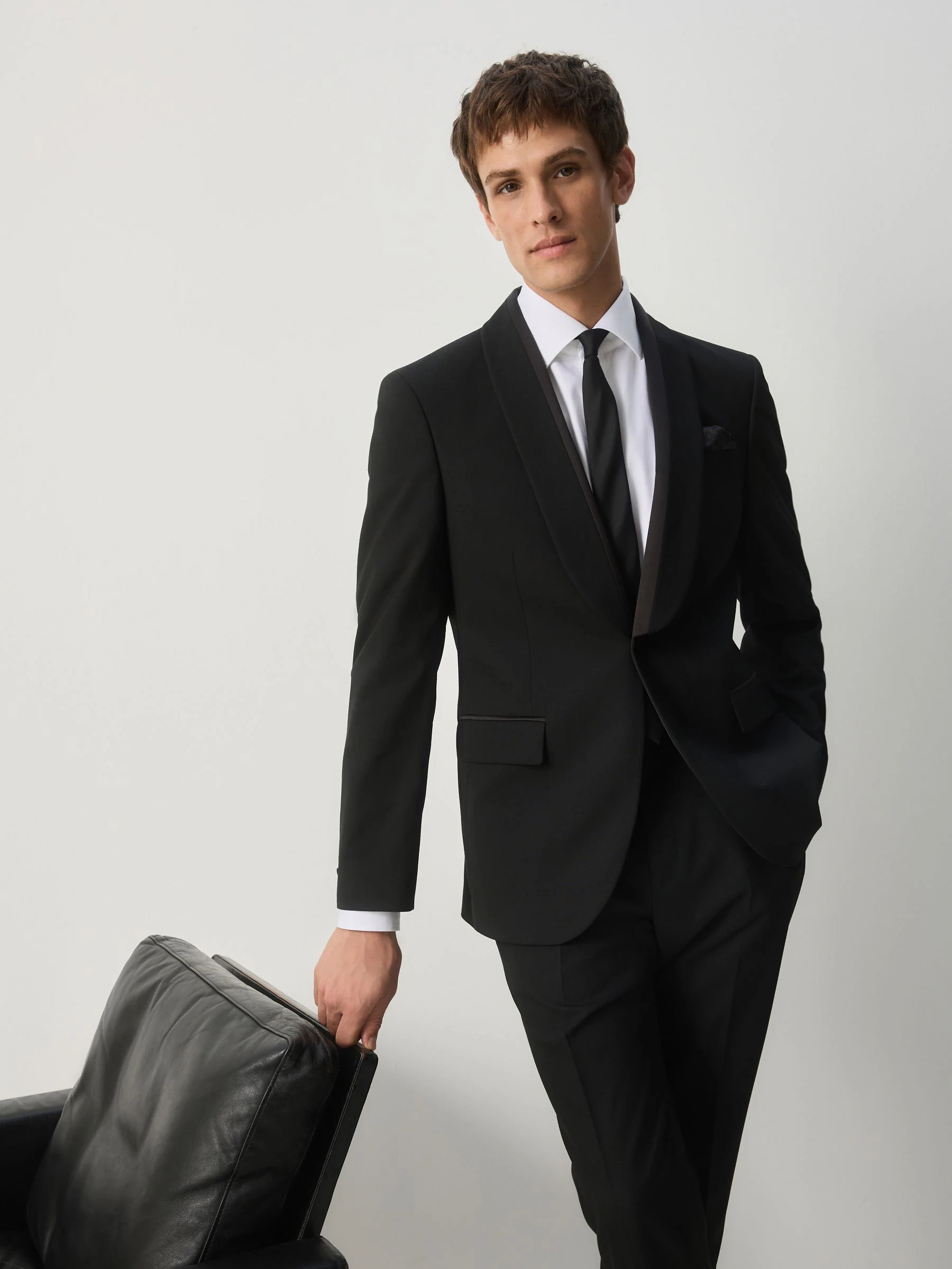 Zwart - Tailored Fit Tuxedo Suit Jacket