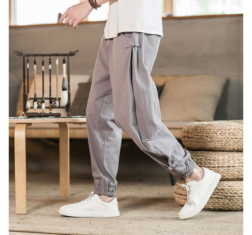 Aozora - Hoge taille effen cropped harembroek