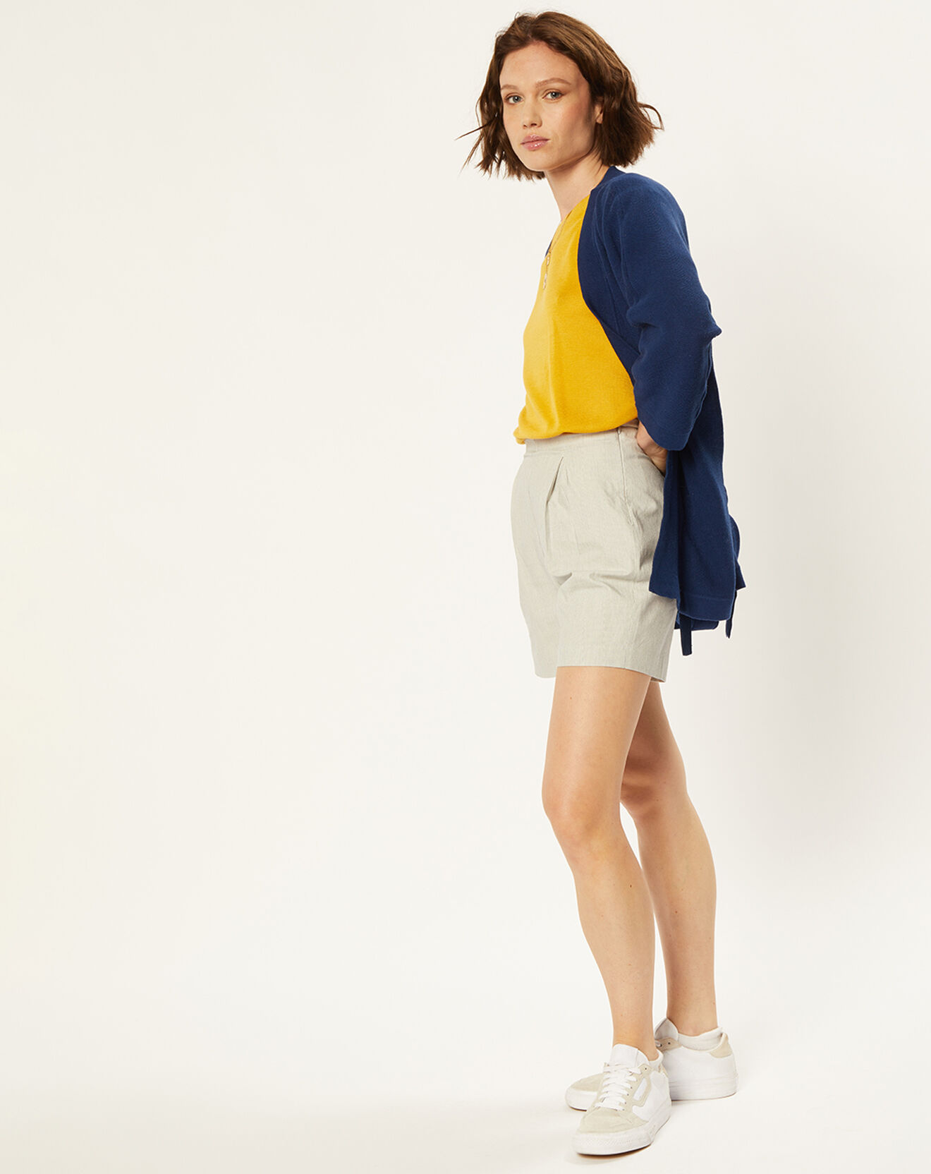 Harris Wilson Gilet en Lin & Coton Oraito encre
