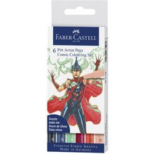 FABER-CASTELL Feutre PITT artist pen, étui de 6 Comic
