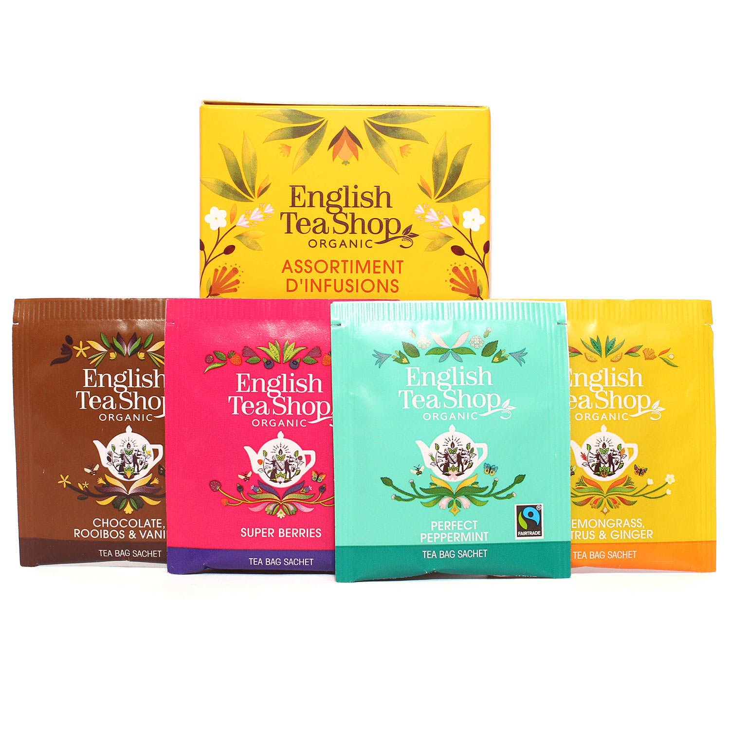 Assortiment d'infusions bio en sachets English Tea Shop