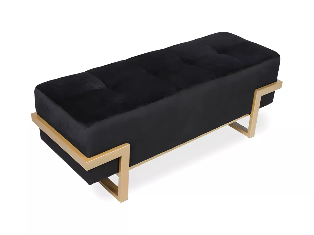 Banquette Selena Velours noir pieds or