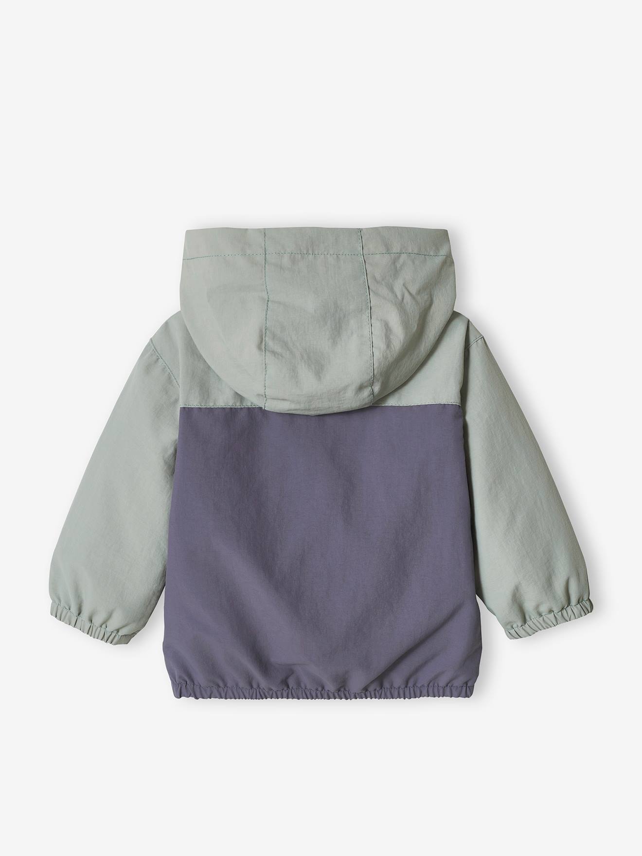 Jaqueta corta-vento colorblock para bebê na cor verde-água