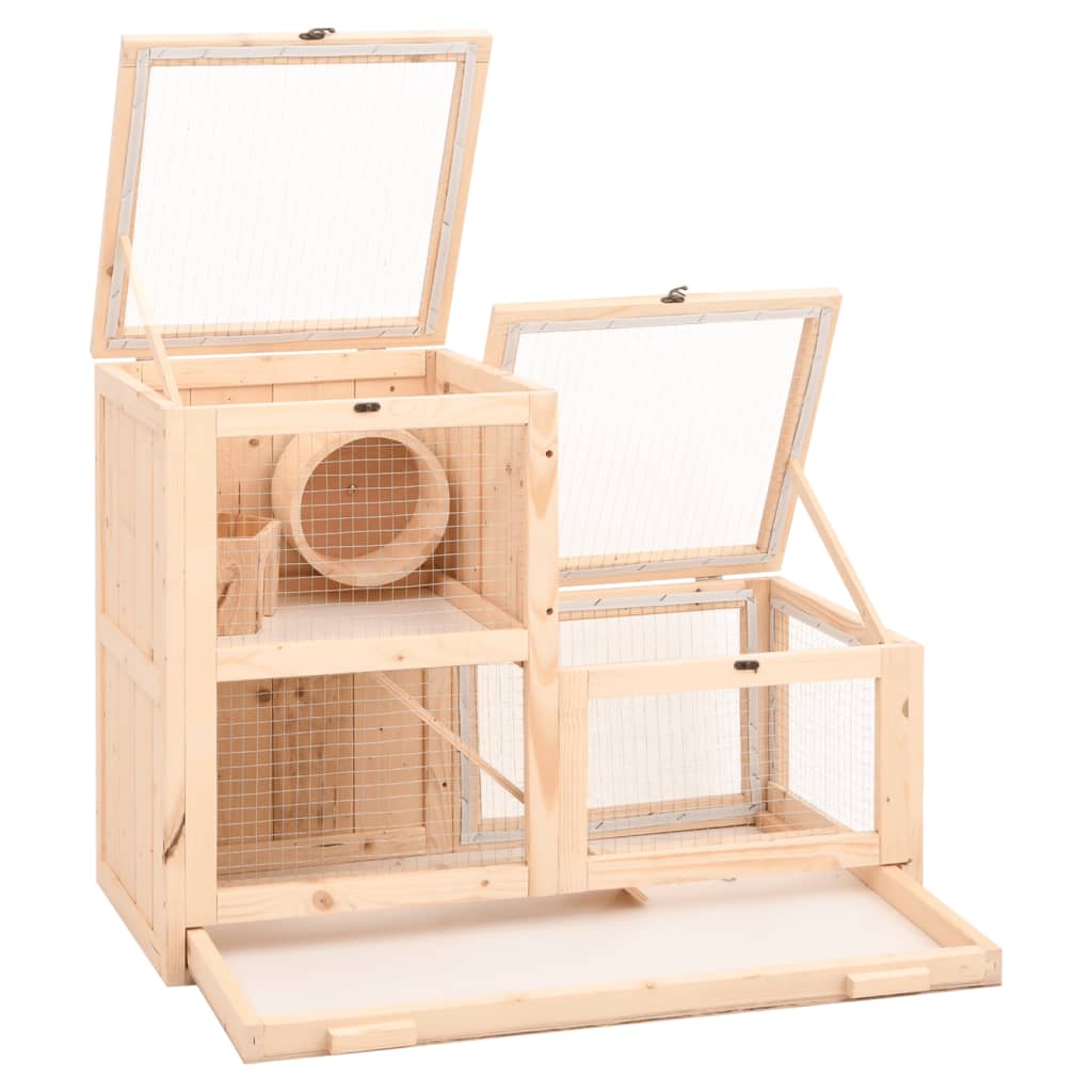 gaiola para hamster vidaXL em madeira maciça de abeto, 81x40x60 cm